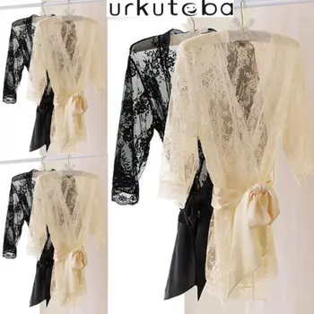 

Urkutoba Sexy Lingerie Sleepwear Lace G-String Women's Short Bathrobe Night Gown