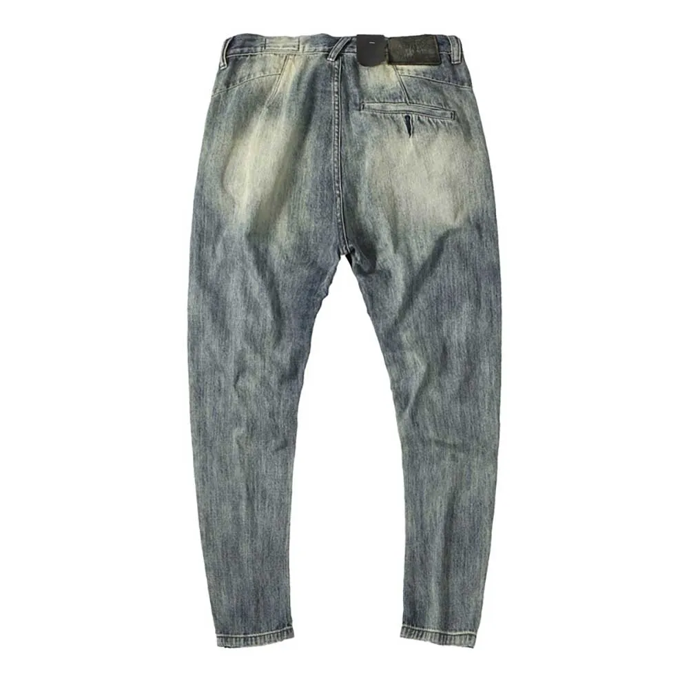American Casual Retro Jeans Sand washed White Distressed Jeans Men Straight  Denim Pants Slim Fits Streetwear Cowboy Trousers|Jeans| - AliExpress
