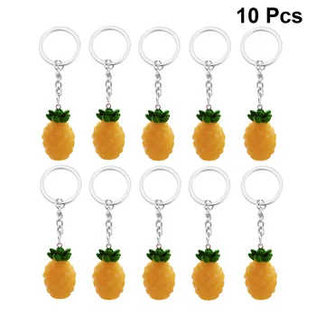 

10pcs Lovely Fruit Key Chain Pendant Imitation Pineapple Decoration Resin Pendant (Yellow)