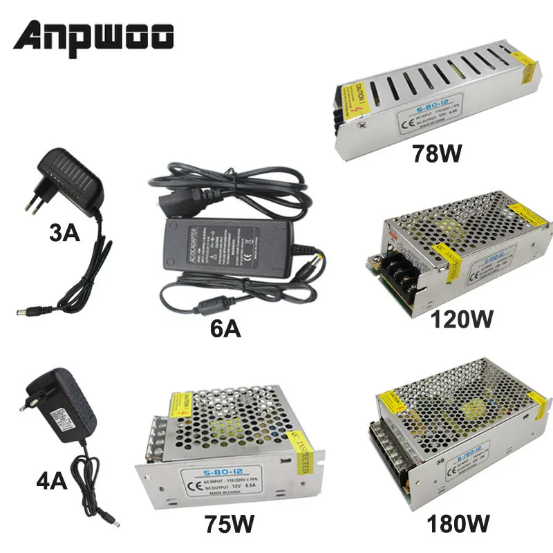 ANPWOO получила 12V 2A 3A 6A 6.5A 10A 15A 25A 30A 33A переключателя постоянного тока импульсный