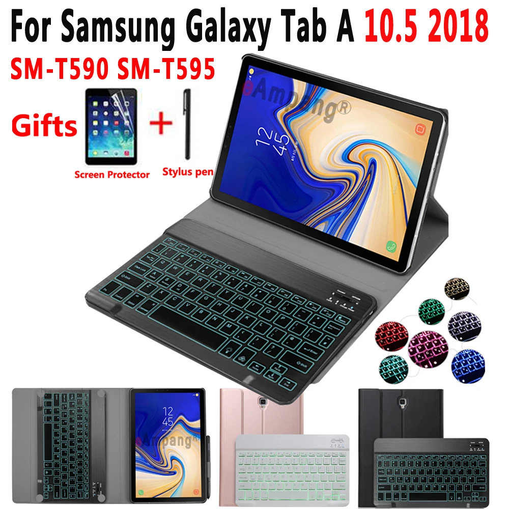 

Light Backlit Keyboard Case For Samsung Galaxy Tab A 10.5 2018 SM-T590 SM-T595 T590 T595 Tablet Leather Cover Bluetooth Keyboard