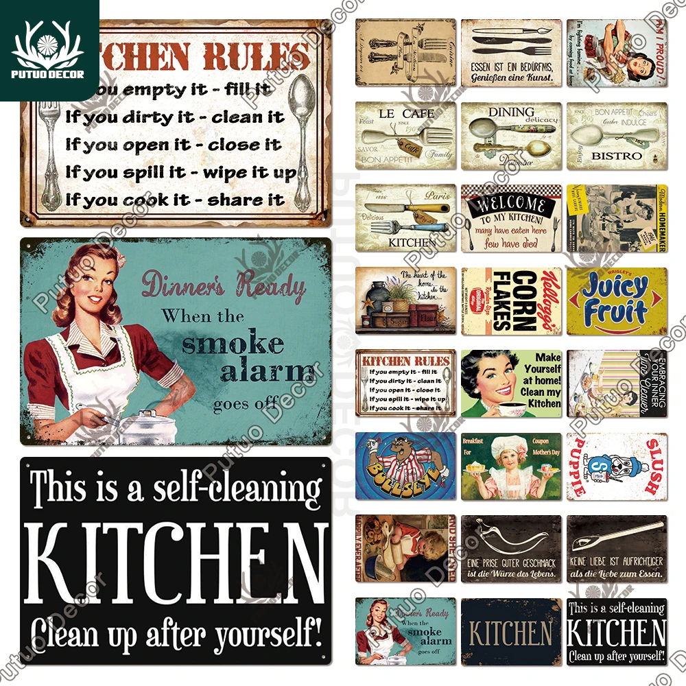 Kitchen Metal Sign Plaque Metal Vintage Tin Sign Retro Kitchen Signs