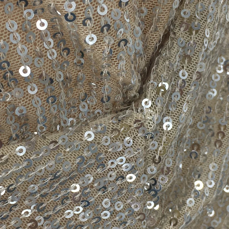 Silver Deep V Neck Strapless High Split Sequined Glitter Dress