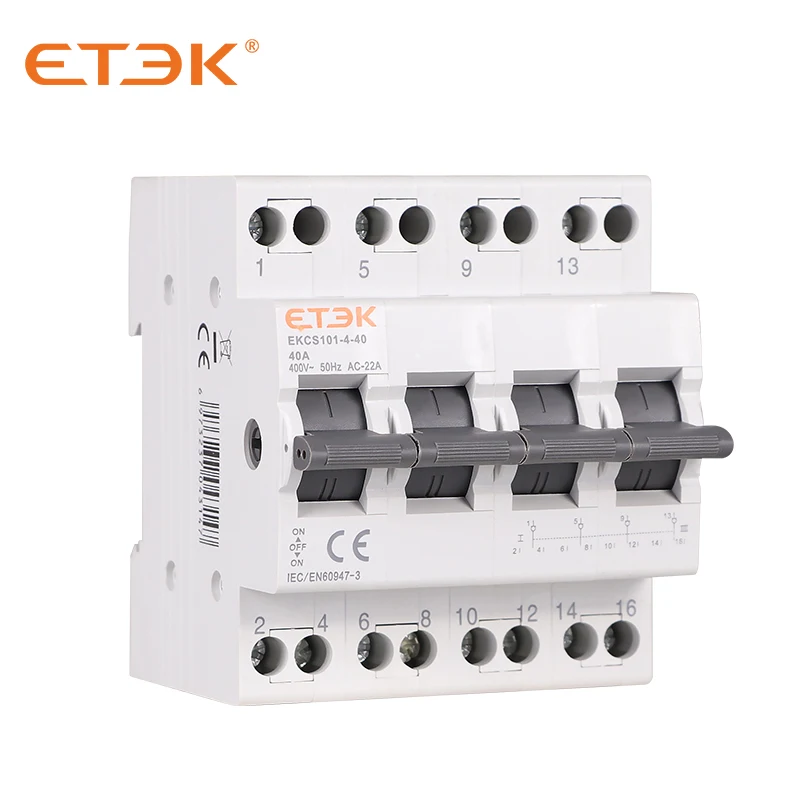 Manual transfer switch ETEK Din Rail MTS Dual Power 1P 2P 4P 40A 230V EKCS101