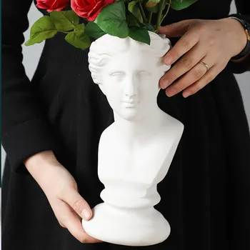 

Nordic Ins Portrait Figure Flower Vase David Plaster Sculpture Ancient Greek Character Statue Resin Craft Home Garden Decoration