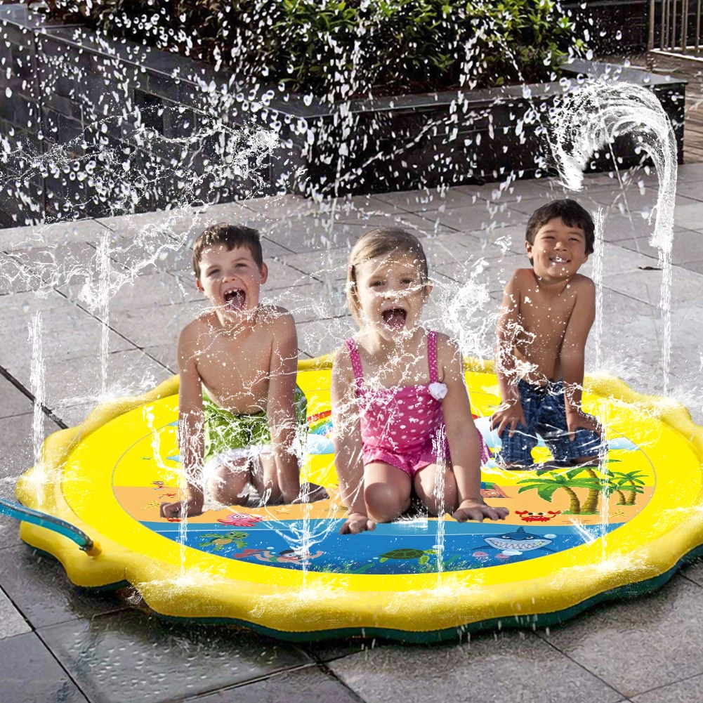 

170cm Children Play Water Mat Games Beach Pad Kids Outdoor Water spray Beach Mat Lawn Inflatable Sprinkler Cushion Toys Cushion