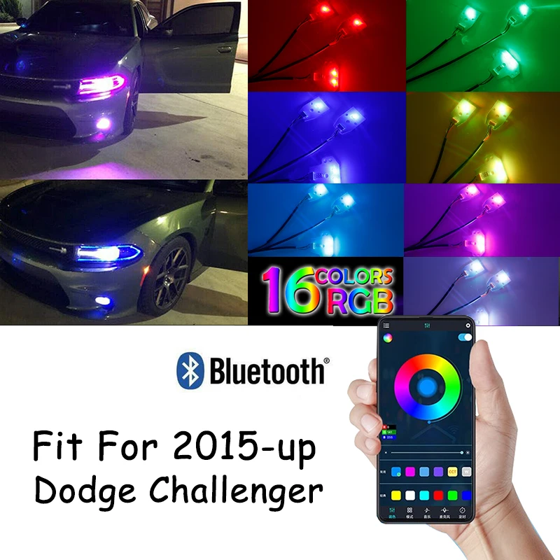 車の Bluetooth アプリリモコン RGBW マルチカラー LED ヘッドライト 
