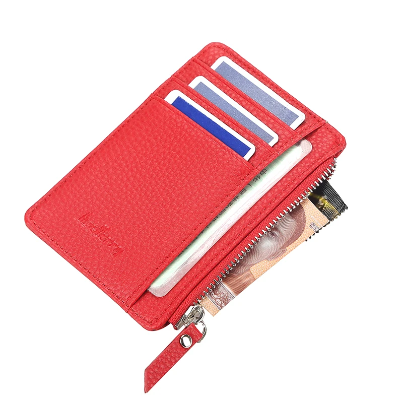 

New Woman Wallet Leather Mini Card Holders Thin Credit ID Card Holder Zipper Case Change Coin Purse Men Small Keychain Money Bag
