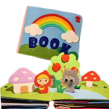 

Rainbow 3D Baby Cloth Book Practice Hand Early Learning Education Quiet Book Soft Washable Unfold Parent-Child Interaction Book