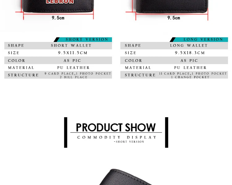 Cartoon Basketball Star Wallets LeBron James Harden Curry Bryant Purse Long Short Wallet Rose Durant (2)