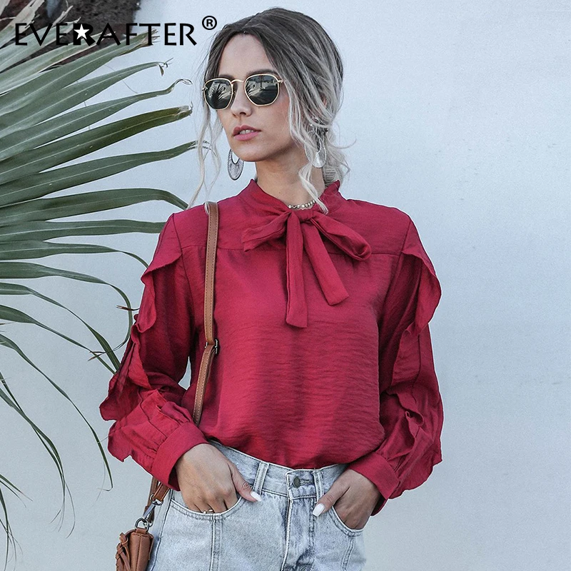 Женская блузка с длинным рукавом EVERAFTER элегантная красная Повседневная Блузка