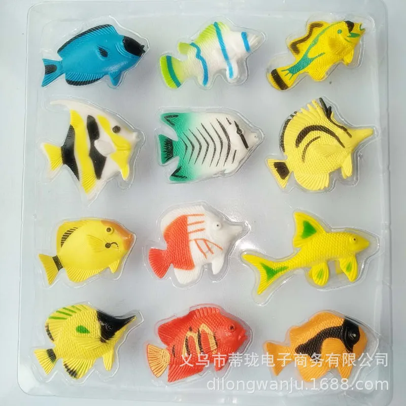 Mini Oceans Animal Model Dinosaur Crocodile Sea Fish Children Play with Water Cognitive Toy Fight Inserted Inlaid
