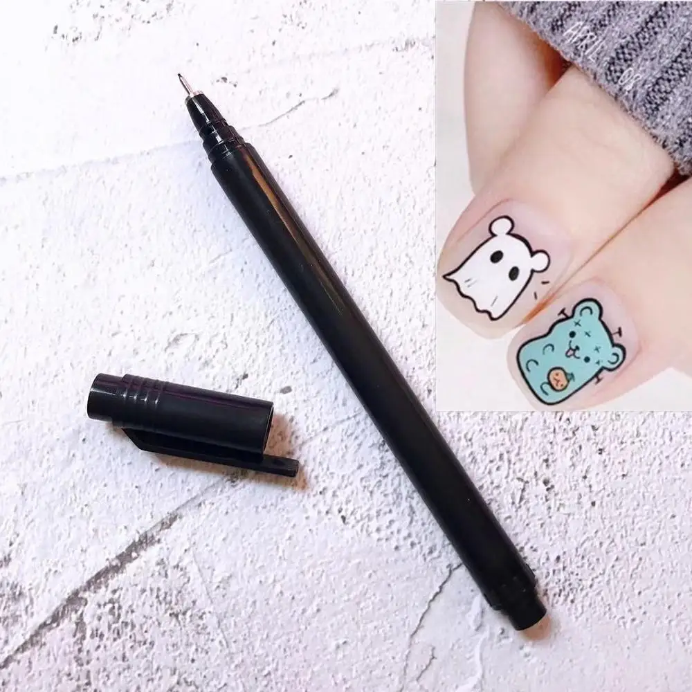 1PC Black Nail Art Graffiti Pen Waterproof Painting Drawing Liner Brush DIY Flower Pattern Fine Details Manicure DQC-25345 | Красота и