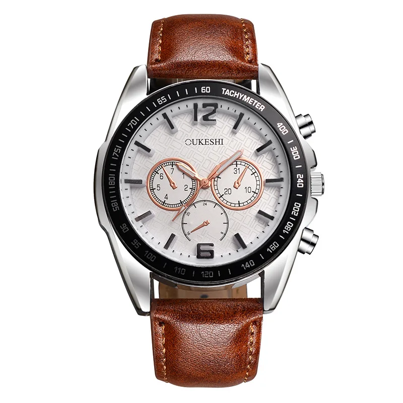 

Oukeshi Oak Shi Three-Eyed Six-pin Fashion & Sports MEN'S Watch Leather Belt Waterproof MEN'S Quartz Watch