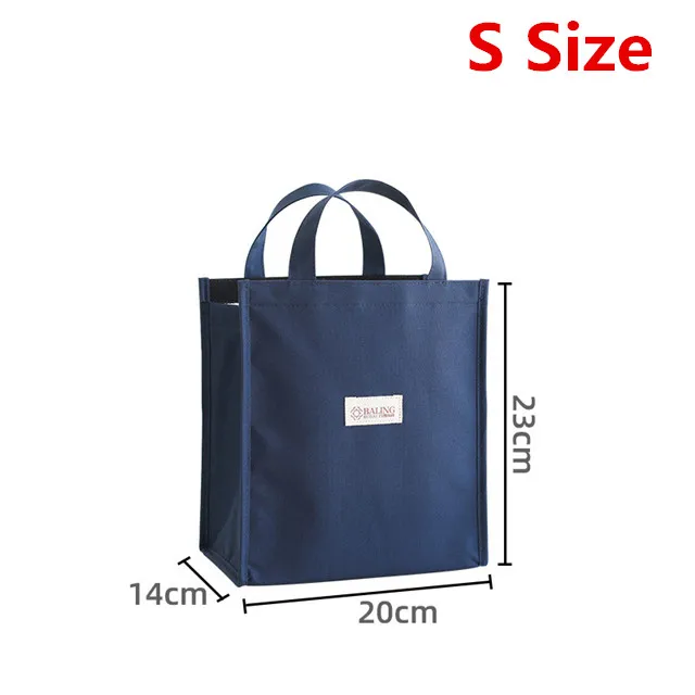 S-Dark Blue Портативная сумка для ланча, термоизолированная сумка для ланча, сумка-тоут для женщин и детей, сумки-холодильники, Bento Pouch, контейнер для еды, школьные сумки для хранения еды - Цвет: S-Dark Blue