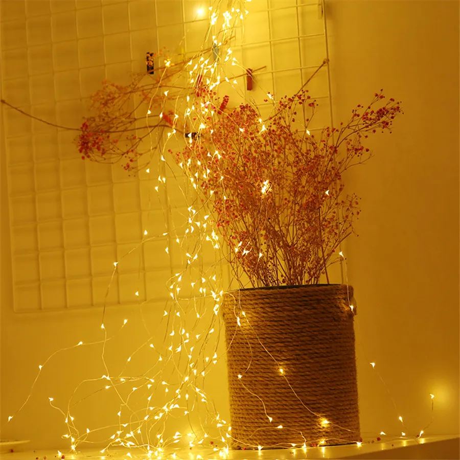 FFZZKJ Catena di luci solari per esterni, 100 LED, 5 m x 2 pezzi, per esterni, resistente alle intemperie, 8 modalità per decorazione da giardino, terrazza, bianco caldo