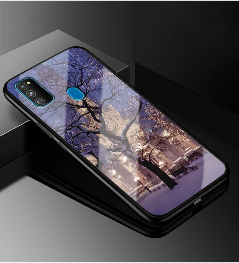 Для samsung M30S чехол PC Пластиковый стеклянный чехол для телефона черный ТПУ бампер чехол для samsung Galaxy M30 s m 30 M30S закаленное покрытие