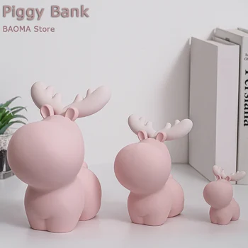 

Reasin Piggy Bank Home Decoration Creative Coin Money Box Storage Tank Bedroom Deer Desktop Display As Children Christmas Gift