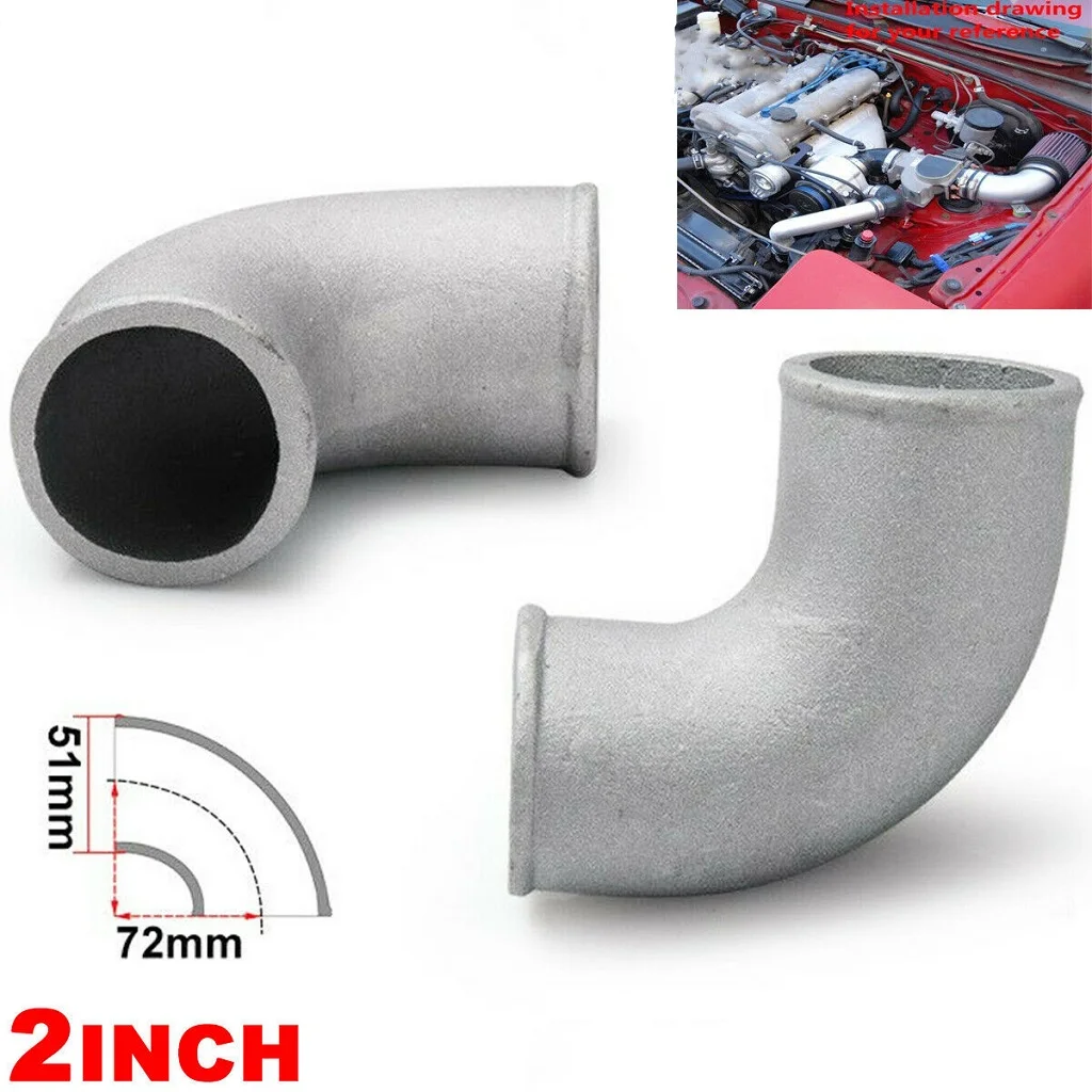 51mm Universal Alloy Elbow Aluminium Bend Metal Intake Intercooler Pipe Tube