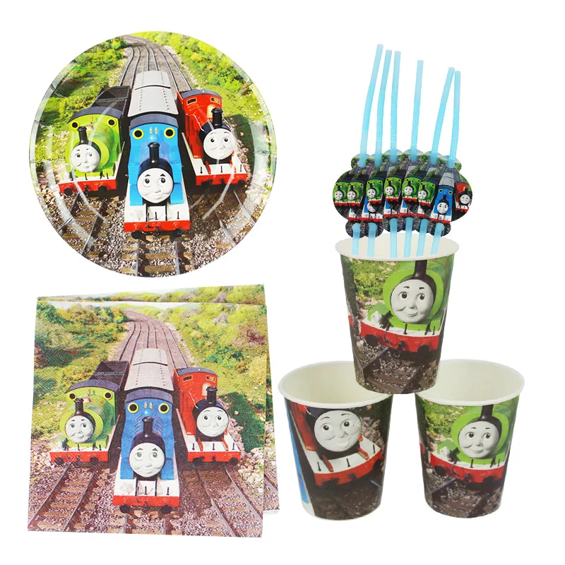 

46pcs Disney locomo Theme Cup+Plate+Napkins+Straws Birthday Party Decorations Party Supplies Disposable Tableware Sets Party