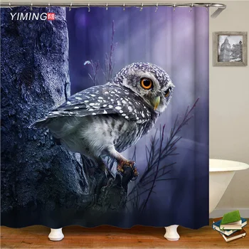 

YIMING New owl 3D printed bathroom shower curtain waterproof mildew home decoration curtain polyester curtain Shading 180*200cm