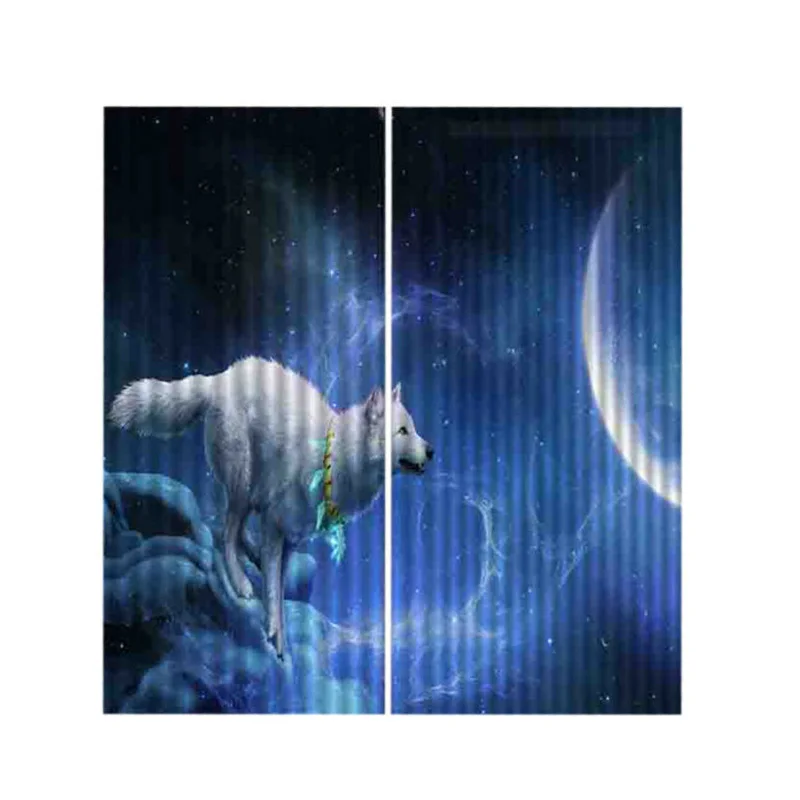 2pcs Set Panels Room Decoration Thermal Insulated 3D Window Curtain 55 x 39 Inch - Цвет: Snow Wolf