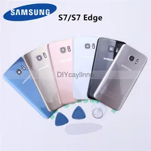 Capa traseira da bateria para samsung galaxy s7 g930/s7 edge g975 substituição de vidro traseiro com lente da câmera + adesivo