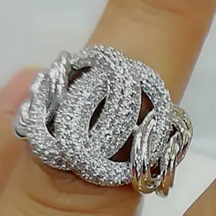 B Silver GODKI Роскошные звенья цепи смелые кольца с цирконием камни для женщин помолвки вечерние ювелирные изделия Высокое качество - Цвет основного камня: B Silver