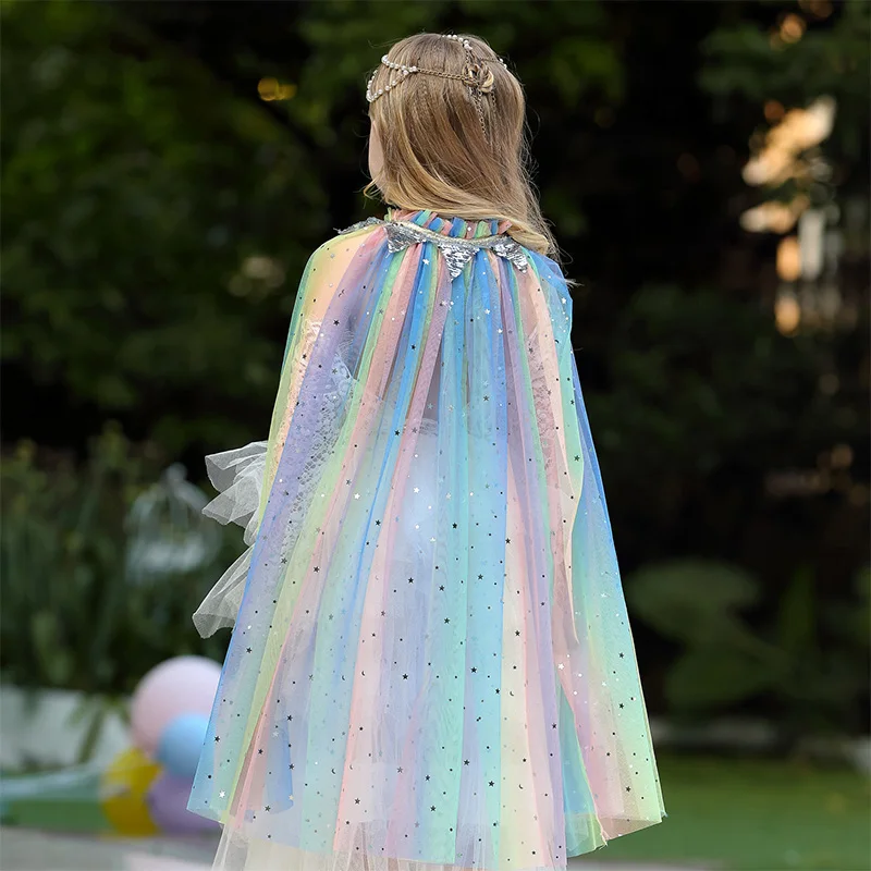 Пальто для девочек, сетчатая Мантия с блестками, фатиновая детская накидка, маскарадный костюм принцессы на день рождения для маленьких девочек