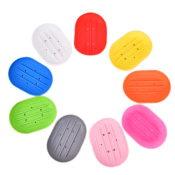 

1pc Bathroom Soap Holder Fashion Silicone Flexible Soap Dish Plate Travel Holder Dish Candy Color Bathroom Soap Dish