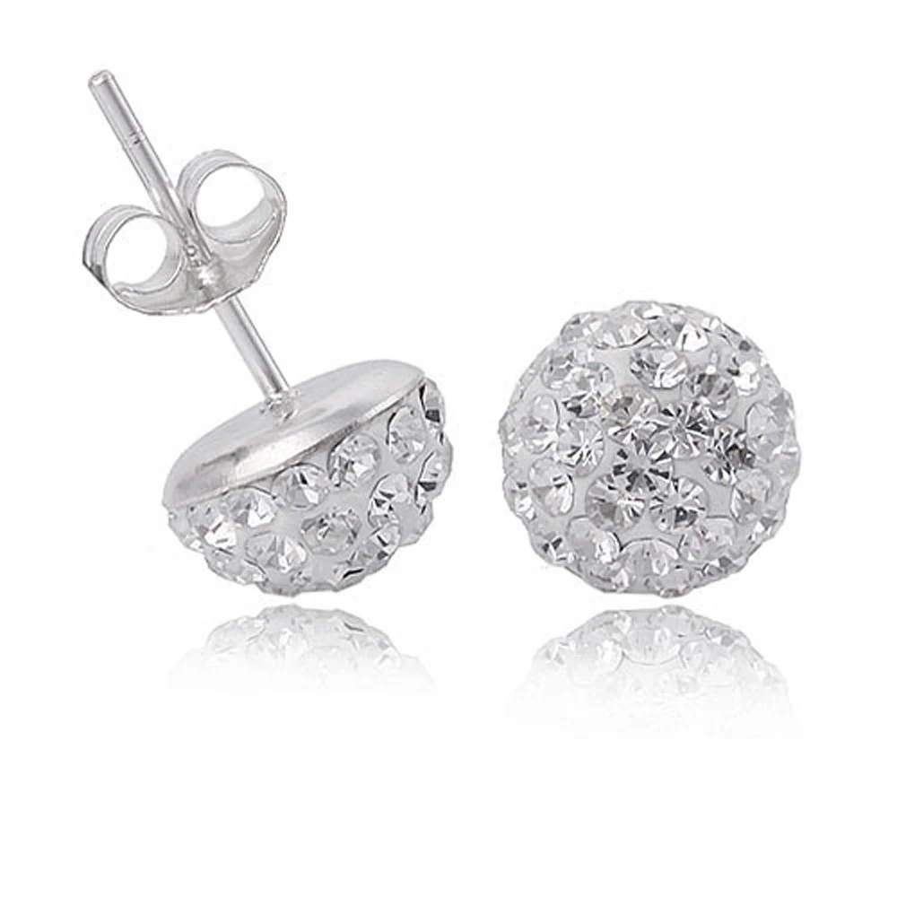 FashionJewelryKolczykiForWomen316LStainlessSteelPendientesCrystalBallEarringsRetail