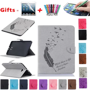 

SM-T585 T580 Feather Tablet Case For Samsung Galaxy Tab A A6 10.1 2016 T580 T585 Case Cover with Stand Holder Wallet Funda