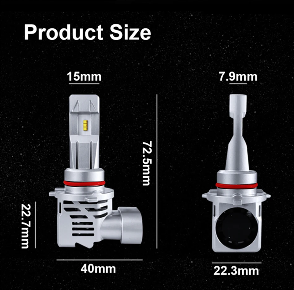 1 комплект мини-размер чипы ZES H8 H9 H11 M3 светодиодный фар H4 H7 9005 9006 HB3/4 небольших 1:1 лампы Turbo вентилятор 60 Вт 10000LM 6K LUMI светодиодный лампы