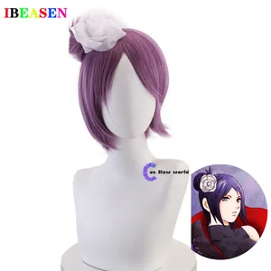 2020 New Anime wig New Konan Cos Wig purple wig with head flower Styled Heat Resistant Hair Cosplay Costume Wig