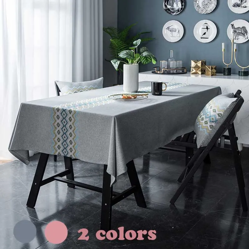 Embroidery Flower Table Cloth Cotton/Linen Tablecloth Solid Color Rectangule Dining/Coffee Table Co