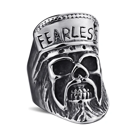 Punk Ring For Men Retro Skeleton Devil Male Ring Skull Adjustable Exaggeration  Snake Captain