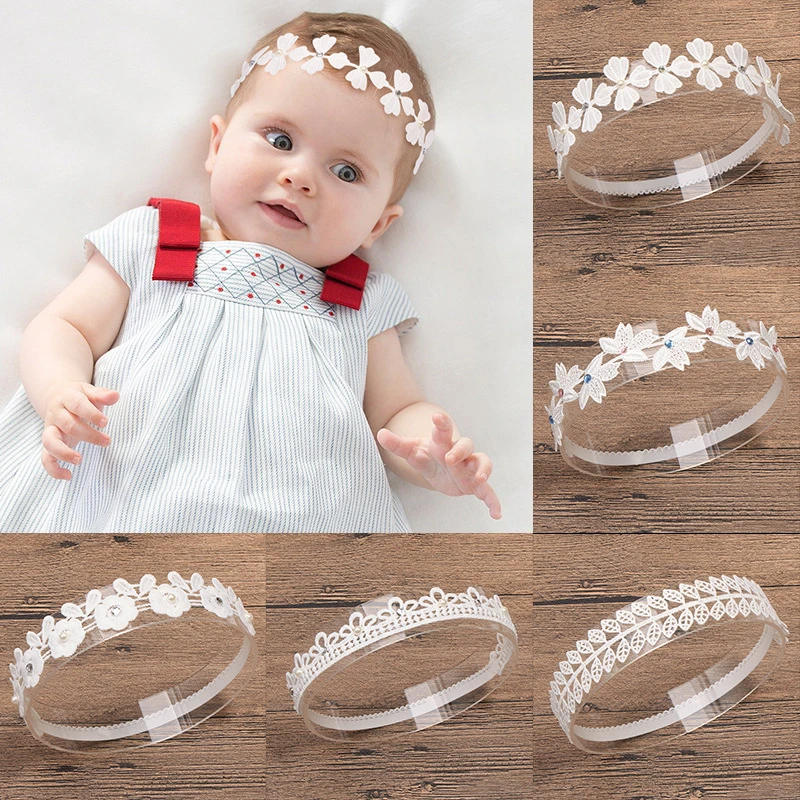 Diadema Lazo Grande Bebé Niñas - Color Crema, Banda Ancha Elástica 34-48 Cm, Suave Polialgodón, Accesorio Pelo Recién Nacido