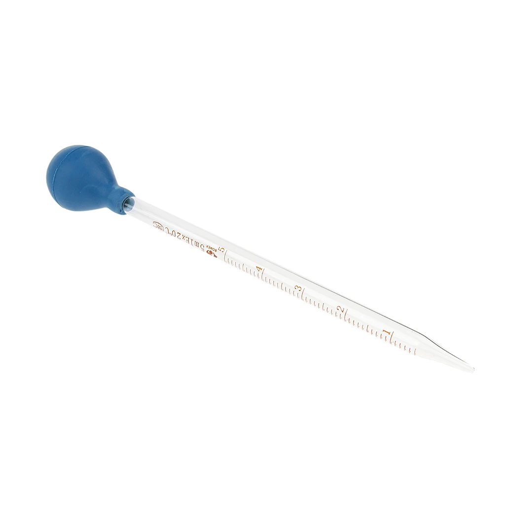 2PCS 5ml Glass Pipette with Rubber Bulb Laboratory Chemistry Dropper Dispensing, Clear Graduation