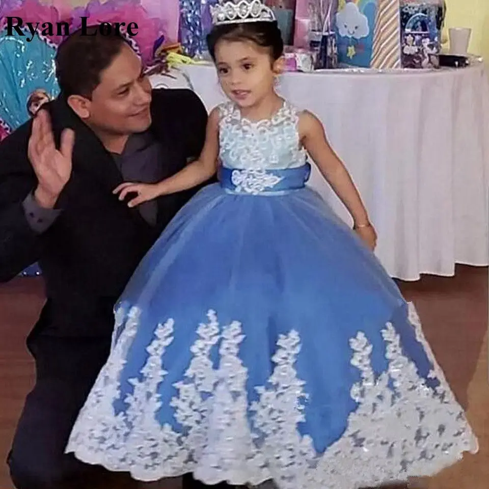 gown for flower girl blue