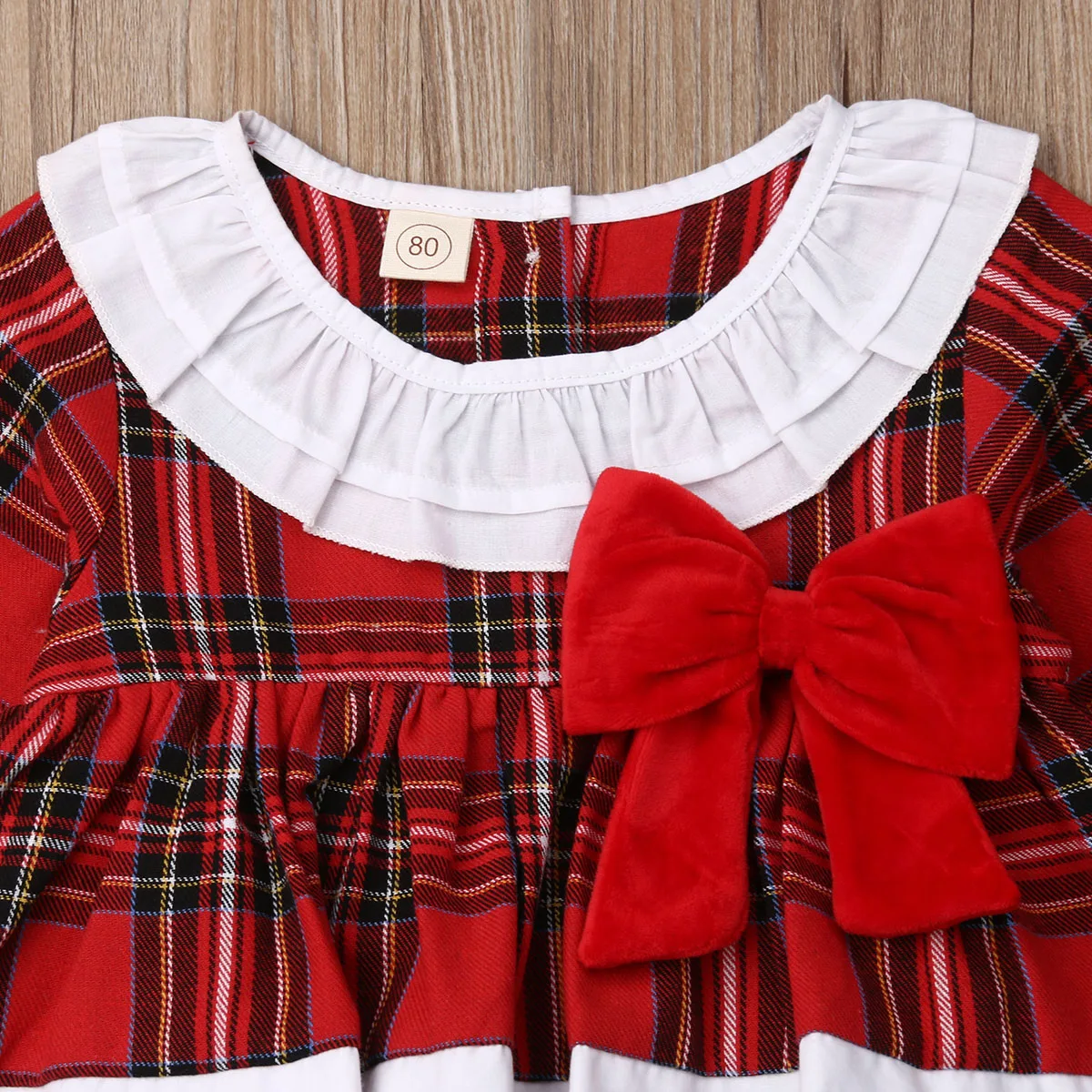 Рождественская одежда, костюм для новорожденных девочек, Рождественский комбинезон с оборками, красное платье в клетку с длинными рукавами, комбинезон, милая осенняя одежда для детей от 0 до 24 месяцев