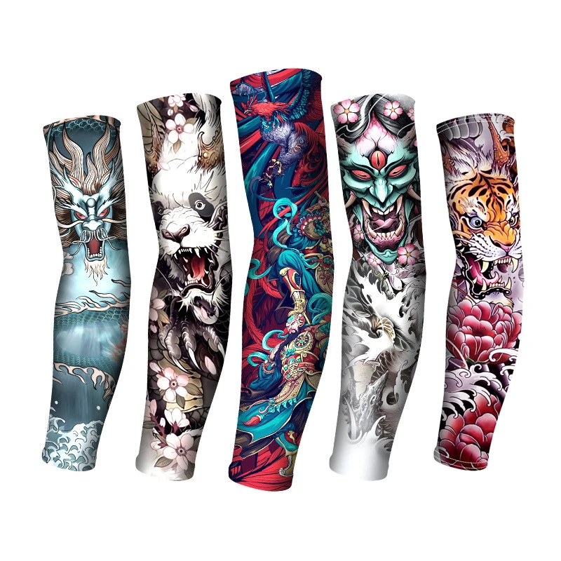 1pcs Men Long Summer Tattoo Sleeves Seamless Armguard Sun Protection