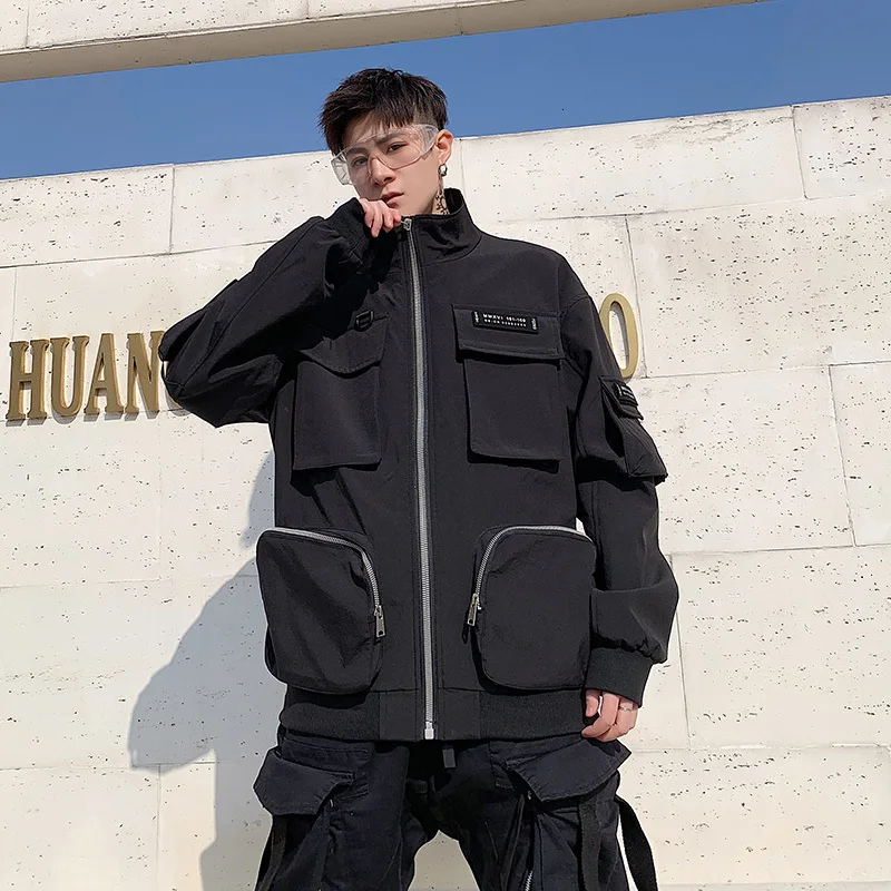 

YUECHEN Autumn And Winter New Men's Casual Tooling Lapel Cuff Sleeve Jacket Zipper Four Pocket Design Polyester Multicolor