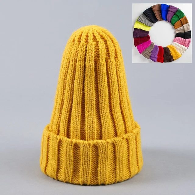 Unisex Hat Cotton Blends Solid Warm Soft HIP HOP Knitted Hats Men Winter Caps Women's Skullies Beanies For Girl Wholesale шляпа Ginger yellow