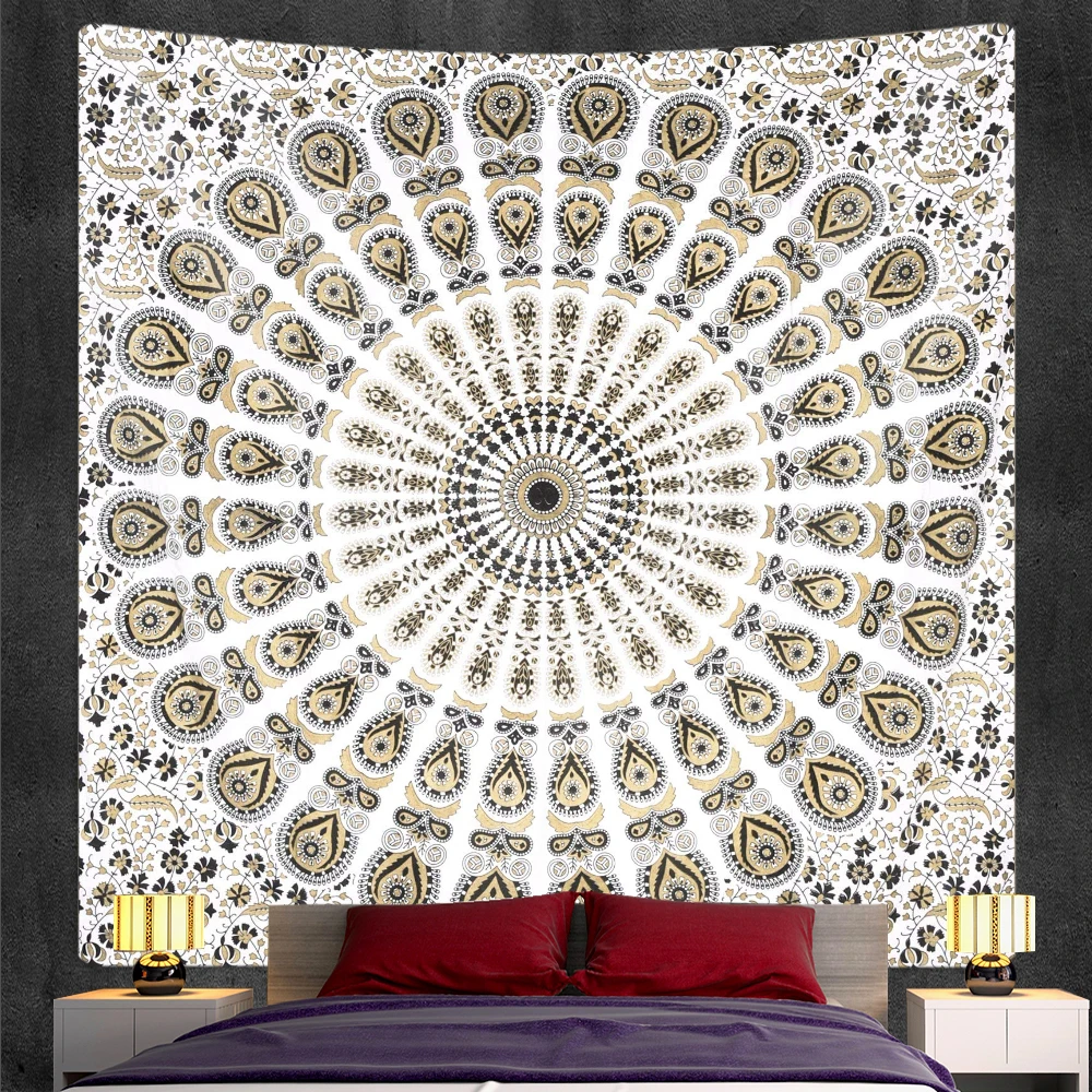 Indian Tapestry Home Decoration Illusion Scene Mandala Tapestry Hippie Bohemian Decorative Yoga Sheet Quilt Cover Yoga Mat tapestry decor