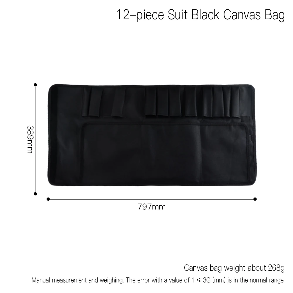 AINZUO 12 шт. сумка для кухонных ножей прочная черная холщовая рулонная сумка с 12 карманами для кухонных инструментов шеф-повара нож Портативный нож держатель