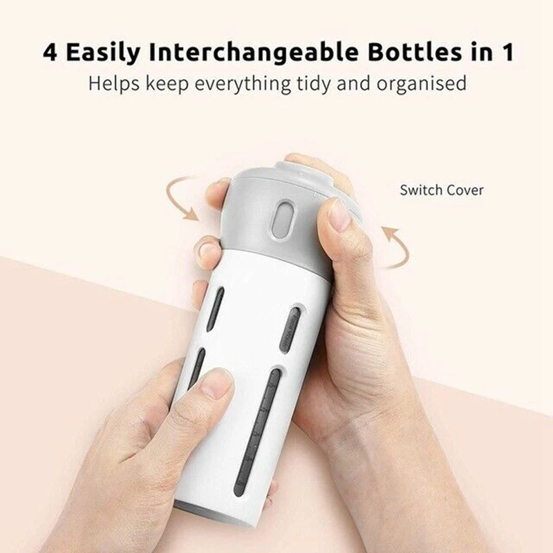 

New 4-in-1 Lotion Shampoo Gel Travel Dispenser Portable Leakproof Rotatable Bottles SF66