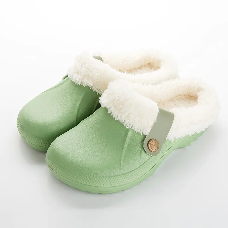 Зимние теплые тапочки Мужская Закрытая обувь хлопковые пантофели повседневные Крокус-сабо с меховой флисовой подкладкой домашние тапочки ME526