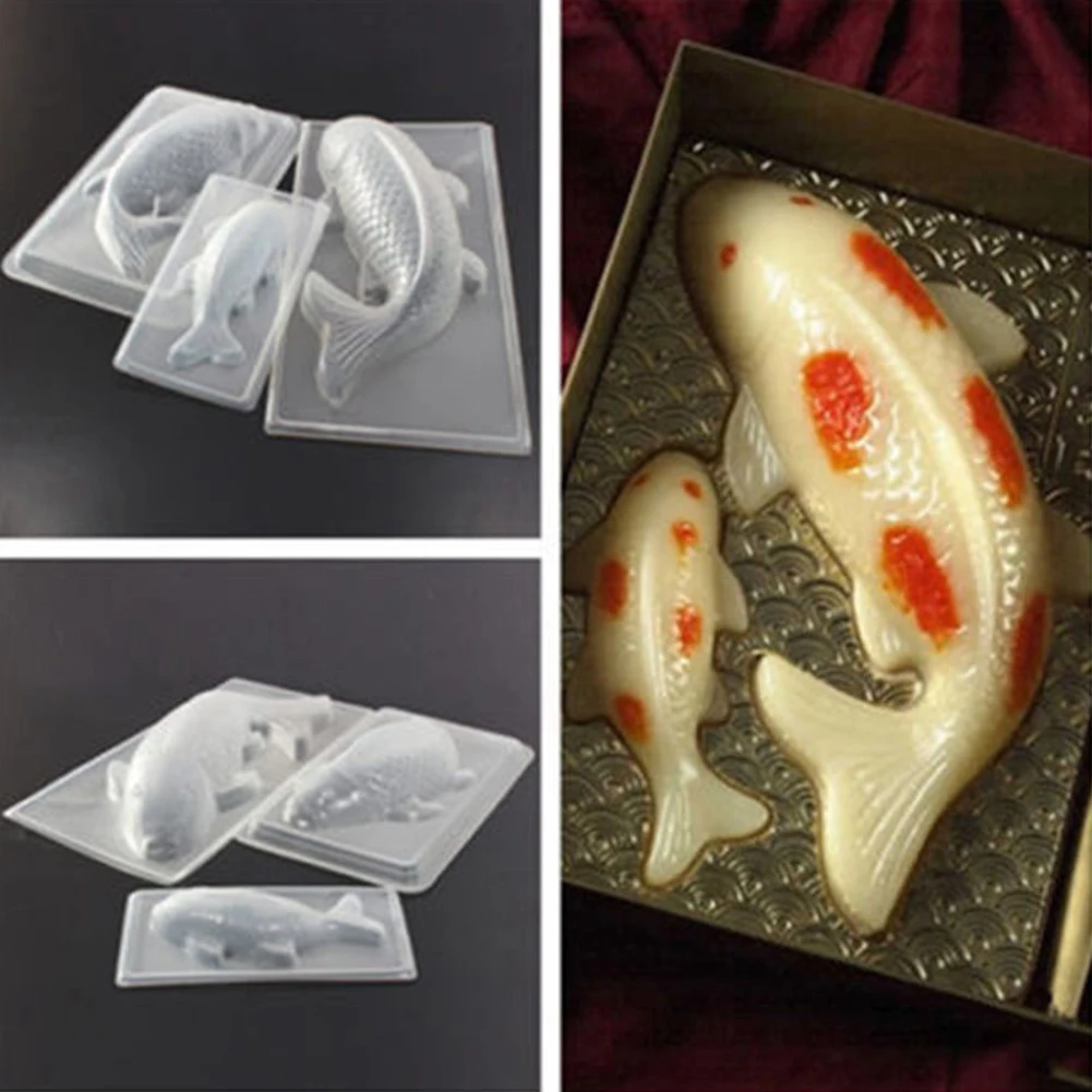 Новые DIY 3D Koi Рыбы пластиковае формы для торта шоколадного желе формы для сладостей форма для выпечки