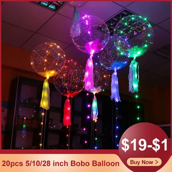 

20pcs 5/10/28 inch Transparent Bobo Balloons Globes Clear Balloon Helium Inflatable Ball Wedding Birthday Baby Shower Decoration
