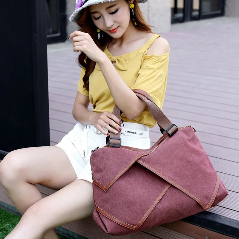 

Portable handbags Europe and America canvas shoulder slung leisure travel college large capacity retro 2019 new JULIN